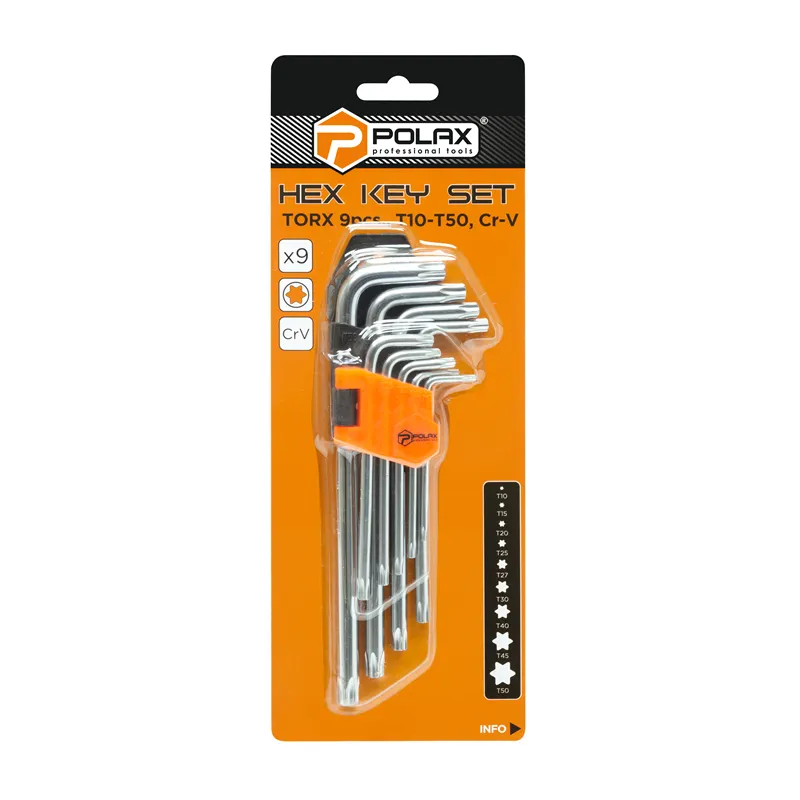 Hit cenowy Klucze imbusowe długie TORX CrV 9szt. Т10-Т50 Polax