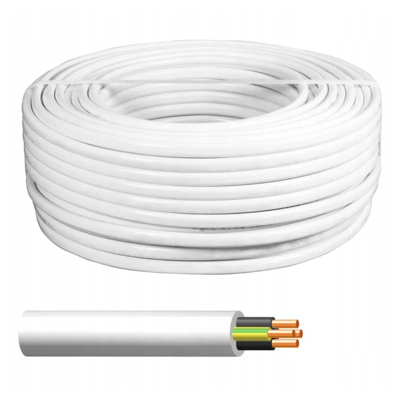 YDY4x4żo 450/750V przewód instalacyjny okrągły biały (żyły ŻO, SZ, BR, CZ), krażek 100m; ELPAR Premium